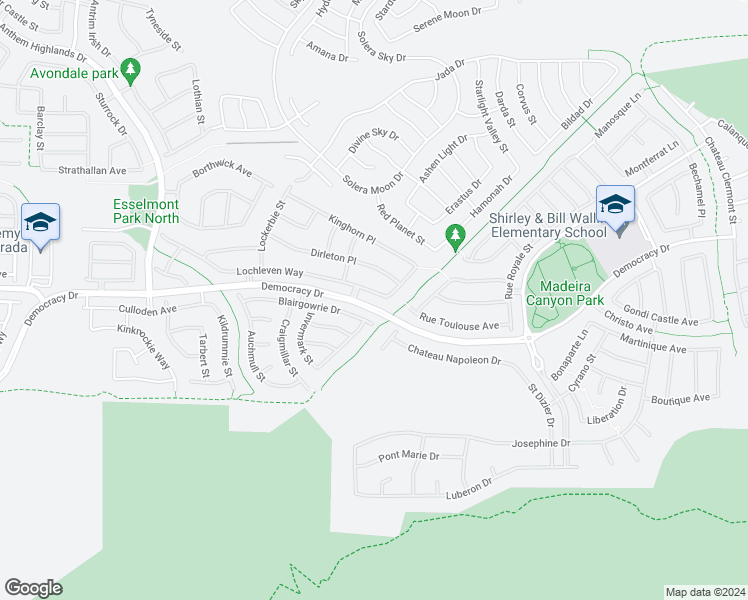 map of restaurants, bars, coffee shops, grocery stores, and more near 2579 Lochleven Way in Henderson