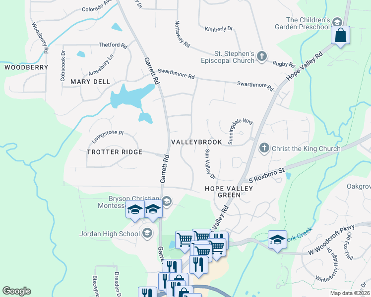 map of restaurants, bars, coffee shops, grocery stores, and more near in Durham