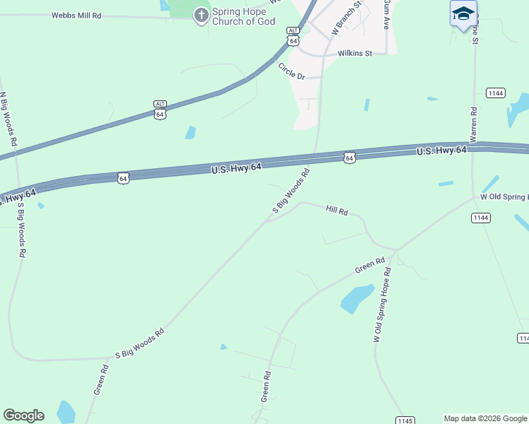 map of restaurants, bars, coffee shops, grocery stores, and more near 7587 Bayberry Lane in Spring Hope