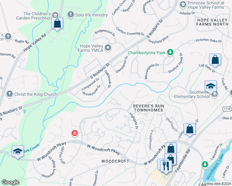 map of restaurants, bars, coffee shops, grocery stores, and more near 31 Porters Glen Place in Durham