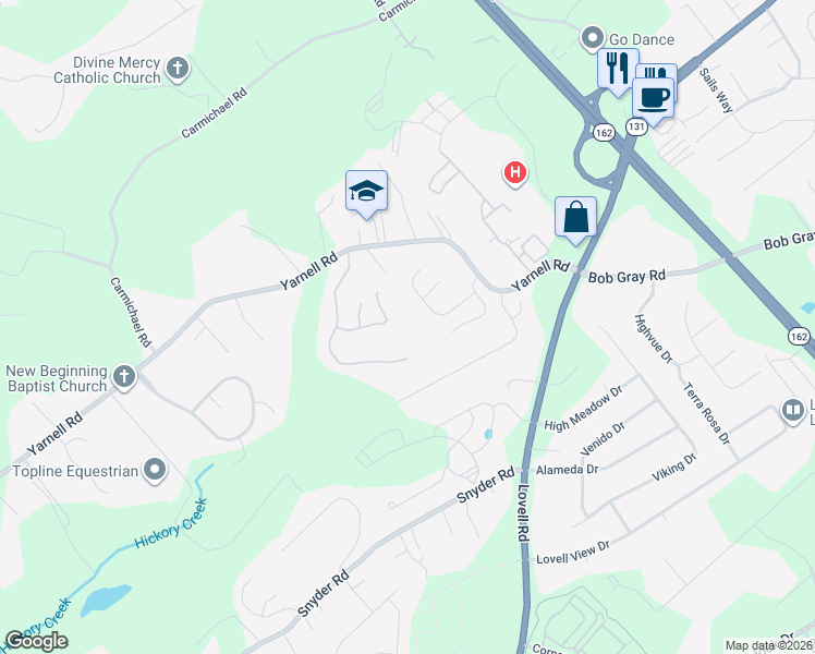 map of restaurants, bars, coffee shops, grocery stores, and more near 10720 Grantham Lane in Knoxville