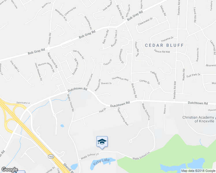 map of restaurants, bars, coffee shops, grocery stores, and more near 9916 Sheretz Drive in Knoxville