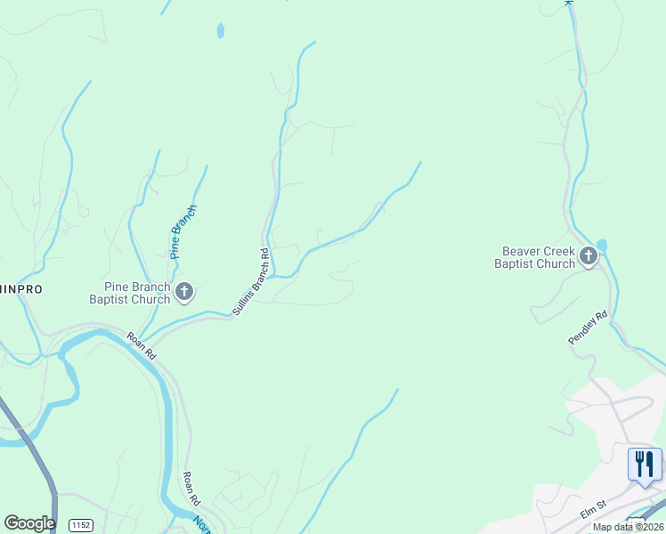 map of restaurants, bars, coffee shops, grocery stores, and more near 415 Ollis Road in Spruce Pine