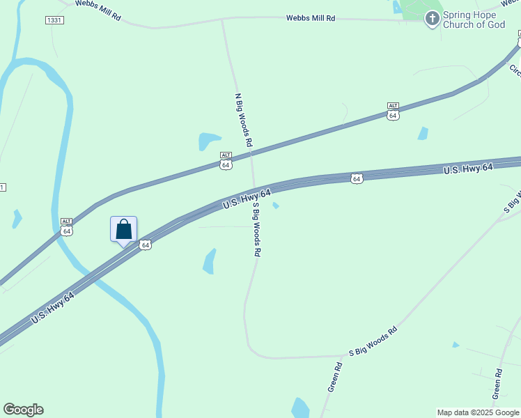 map of restaurants, bars, coffee shops, grocery stores, and more near 408 South Big Woods Road in Spring Hope