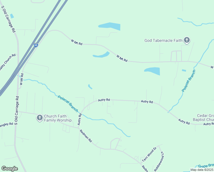 map of restaurants, bars, coffee shops, grocery stores, and more near Autry Road in Rocky Mount