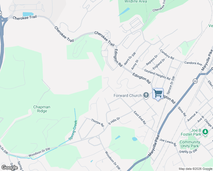 map of restaurants, bars, coffee shops, grocery stores, and more near 4201-4299 Wells Road Southwest in Knoxville