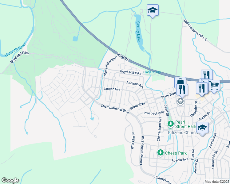map of restaurants, bars, coffee shops, grocery stores, and more near 520 Ardmore Place in Franklin