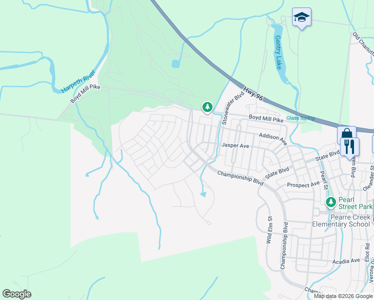 map of restaurants, bars, coffee shops, grocery stores, and more near 1907 Championship Boulevard in Franklin