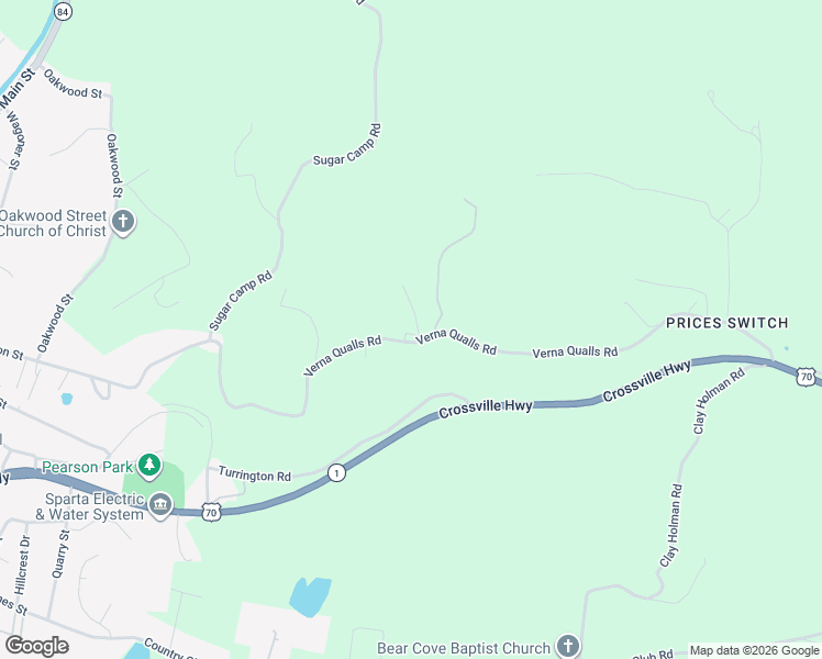 map of restaurants, bars, coffee shops, grocery stores, and more near 1545 Verna Qualls Road in Sparta