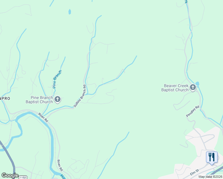 map of restaurants, bars, coffee shops, grocery stores, and more near 415 Ollis Road in Spruce Pine