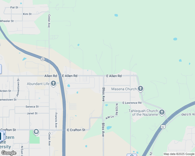 map of restaurants, bars, coffee shops, grocery stores, and more near 1495 Lane Avenue in Tahlequah