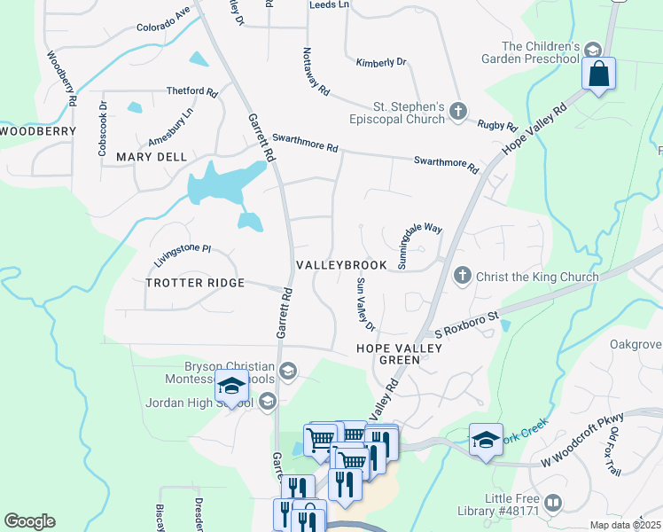 map of restaurants, bars, coffee shops, grocery stores, and more near 2 Breton Place in Durham