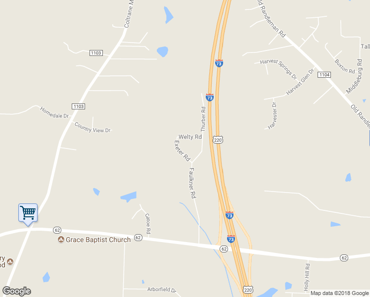 map of restaurants, bars, coffee shops, grocery stores, and more near 6915 Exeter Road in Randleman