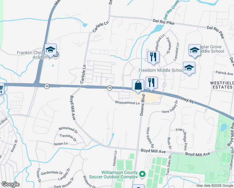 map of restaurants, bars, coffee shops, grocery stores, and more near 309 Connelly Court in Franklin