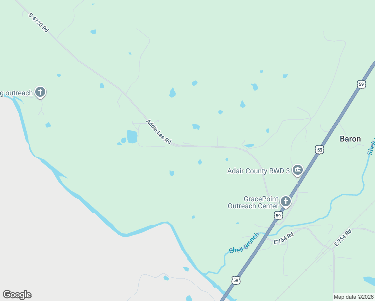 map of restaurants, bars, coffee shops, grocery stores, and more near 74782 South 4720 Road in Westville