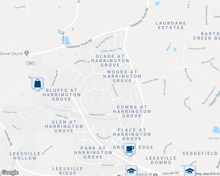 map of restaurants, bars, coffee shops, grocery stores, and more near 11301 North Radner Way in Raleigh