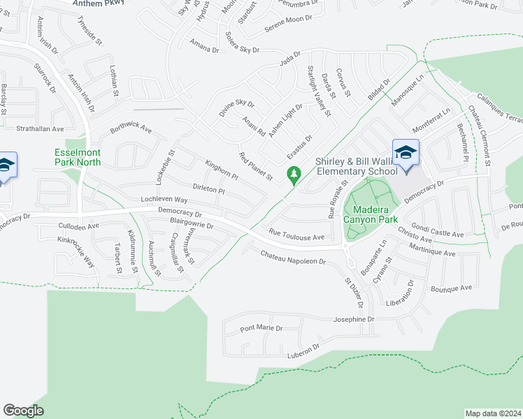 map of restaurants, bars, coffee shops, grocery stores, and more near 2534 Braehead Lane in Henderson