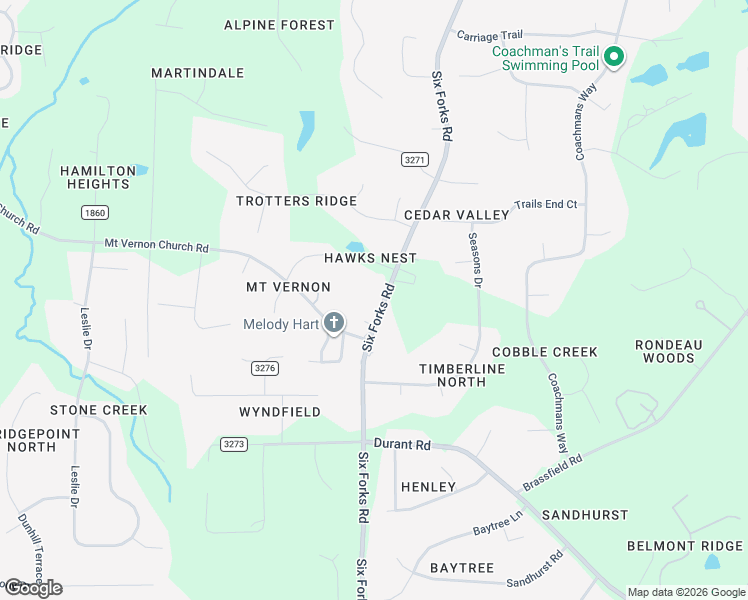 map of restaurants, bars, coffee shops, grocery stores, and more near 10721 Six Forks Road in Raleigh