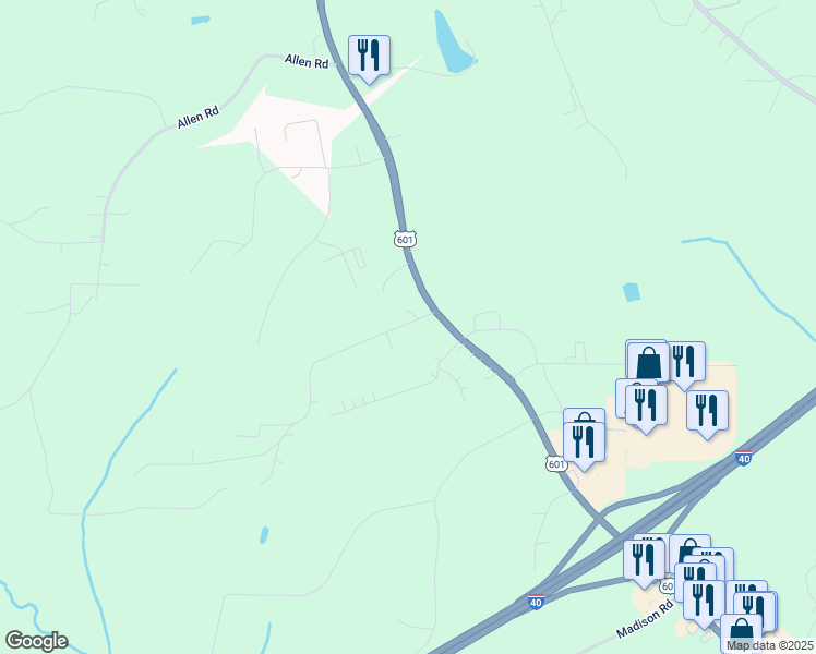 map of restaurants, bars, coffee shops, grocery stores, and more near 145 Brantley Farm Road in Mocksville