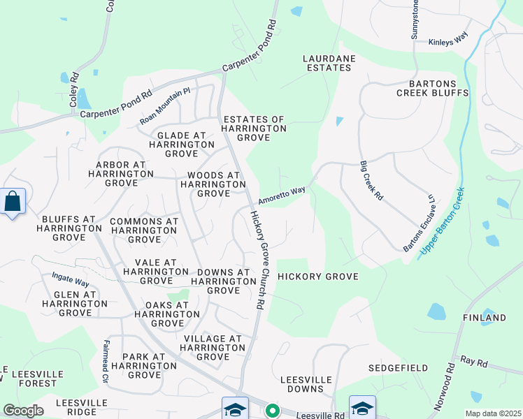 map of restaurants, bars, coffee shops, grocery stores, and more near 11516 Hickory Grove Church Road in Raleigh