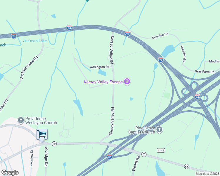 map of restaurants, bars, coffee shops, grocery stores, and more near 1618 Kersey Valley Road in Archdale