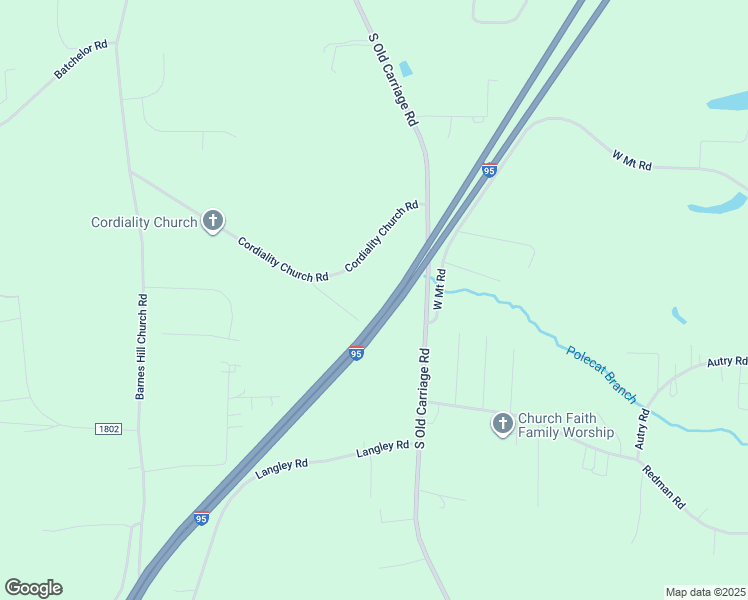 map of restaurants, bars, coffee shops, grocery stores, and more near Interstate 95 in Rocky Mount