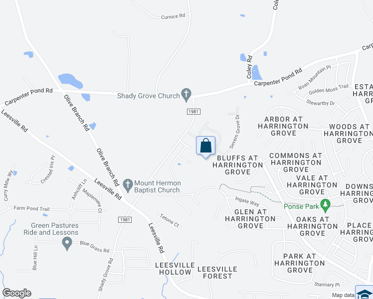 map of restaurants, bars, coffee shops, grocery stores, and more near 12309 Huntley Chase Drive in Durham
