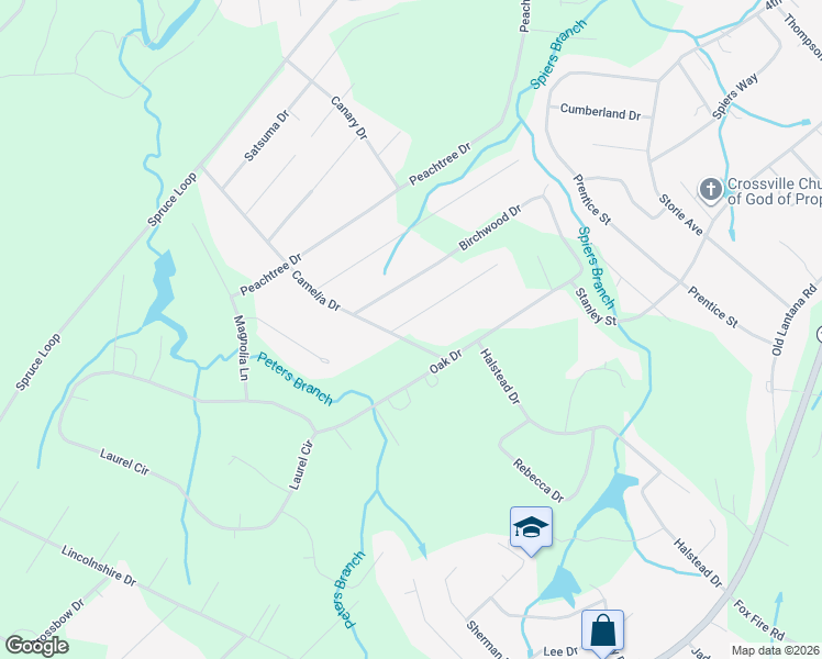 map of restaurants, bars, coffee shops, grocery stores, and more near 36 Hickory Hollow Drive in Crossville
