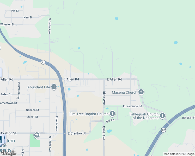 map of restaurants, bars, coffee shops, grocery stores, and more near 1495 Lane Avenue in Tahlequah