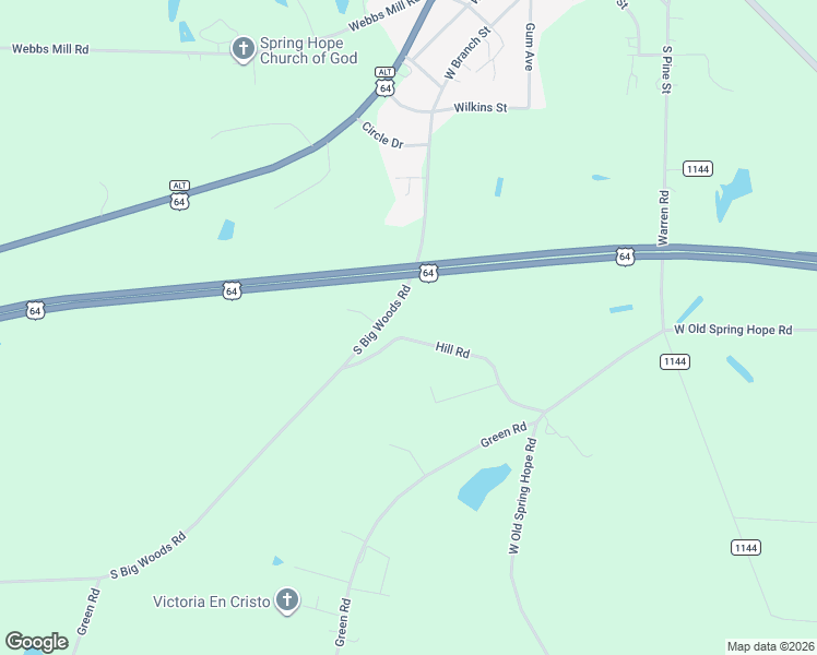 map of restaurants, bars, coffee shops, grocery stores, and more near 7270 Hill Road in Spring Hope