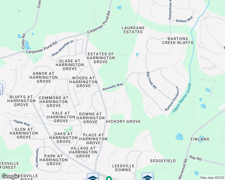 map of restaurants, bars, coffee shops, grocery stores, and more near 11516 Hickory Grove Church Road in Raleigh