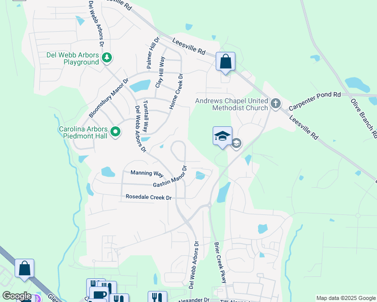 map of restaurants, bars, coffee shops, grocery stores, and more near 1106 Gaston Manor Drive in Durham