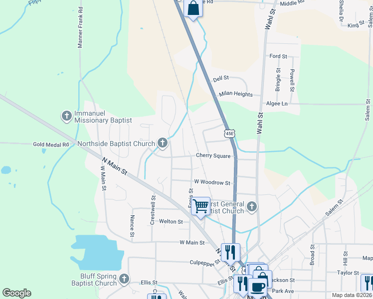 map of restaurants, bars, coffee shops, grocery stores, and more near 2035 West Cherry Street in Milan