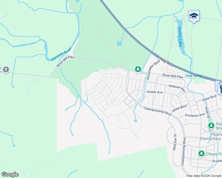map of restaurants, bars, coffee shops, grocery stores, and more near 4098 Camberley Street in Franklin