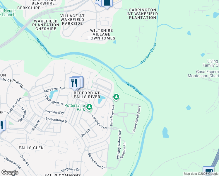 map of restaurants, bars, coffee shops, grocery stores, and more near 10610 Edmundson Avenue in Raleigh