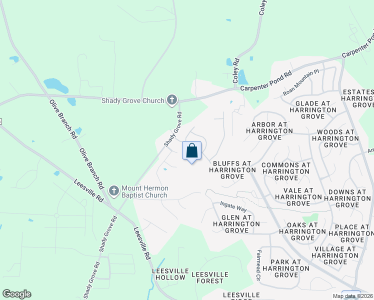 map of restaurants, bars, coffee shops, grocery stores, and more near 12301 Huntley Chase Drive in Durham
