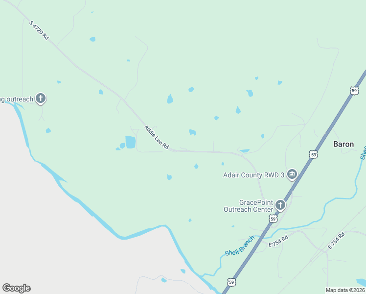 map of restaurants, bars, coffee shops, grocery stores, and more near 74782 South 4720 Road in Westville