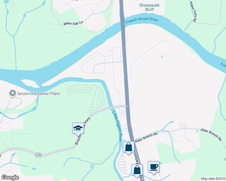 map of restaurants, bars, coffee shops, grocery stores, and more near 2210 Winfield Dunn Parkway in Sevierville