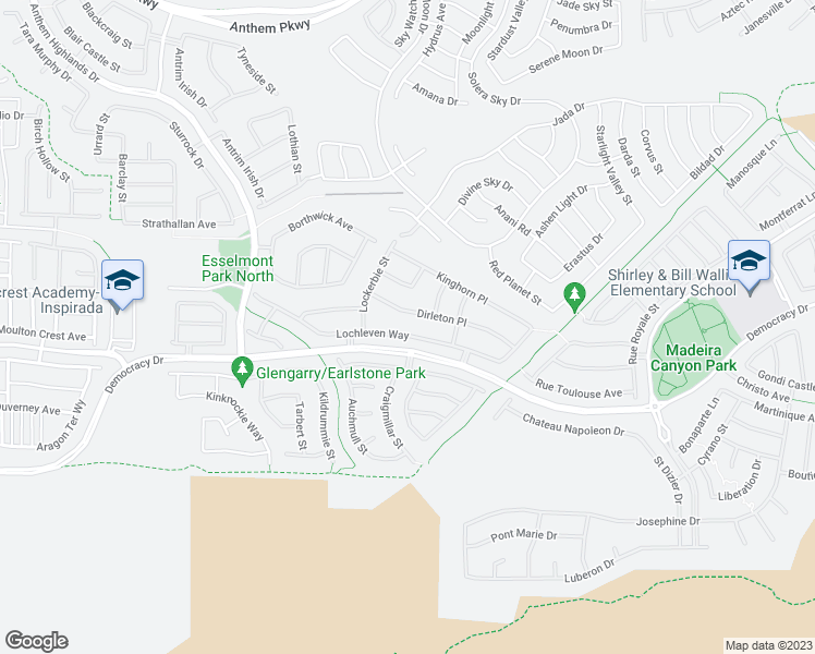 map of restaurants, bars, coffee shops, grocery stores, and more near 2652 Lochleven Way in Henderson