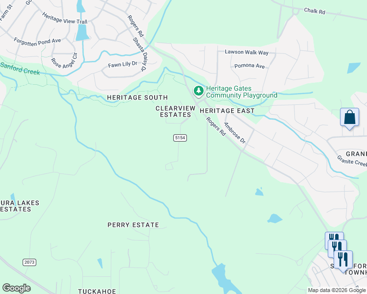 map of restaurants, bars, coffee shops, grocery stores, and more near 11232 Jeffreys Lane in Wake Forest