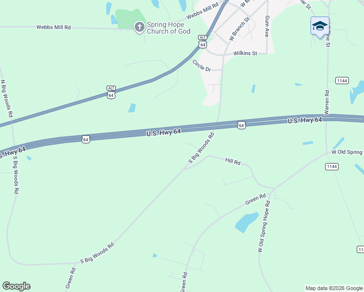 map of restaurants, bars, coffee shops, grocery stores, and more near 7587 Bayberry Lane in Spring Hope