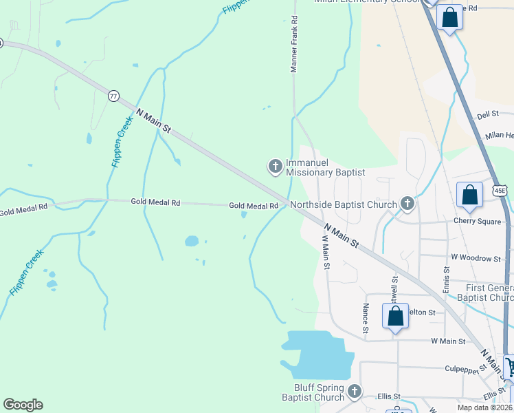 map of restaurants, bars, coffee shops, grocery stores, and more near 6099 North Main Street in Milan