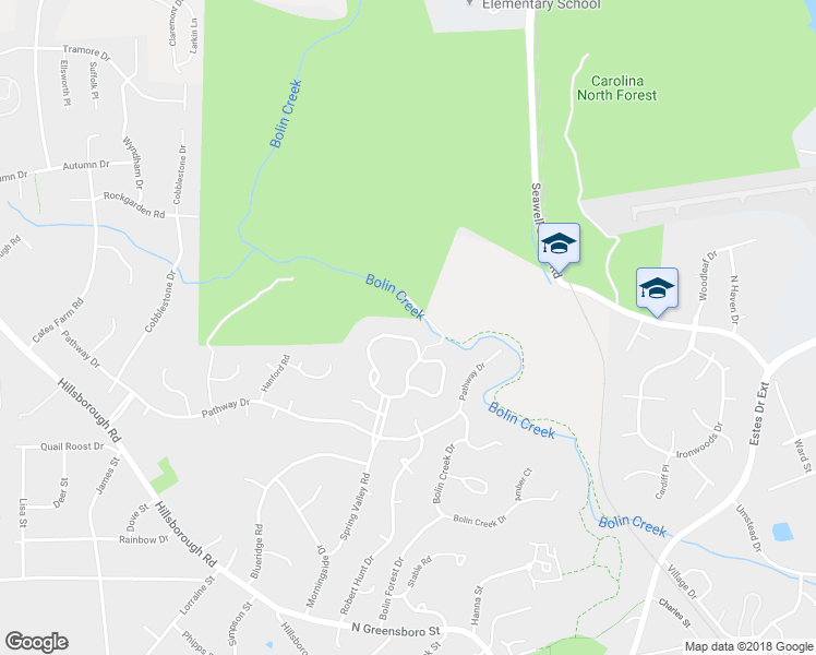 map of restaurants, bars, coffee shops, grocery stores, and more near 308 Waterside Drive in Carrboro