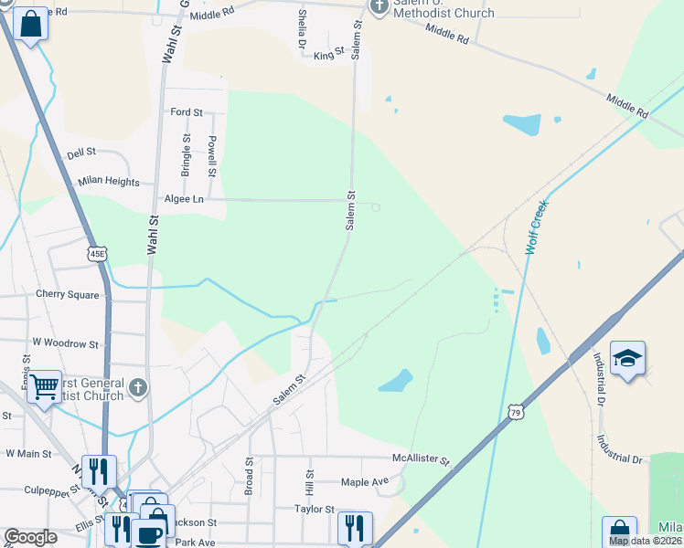 map of restaurants, bars, coffee shops, grocery stores, and more near 1239 Salem Street in Milan