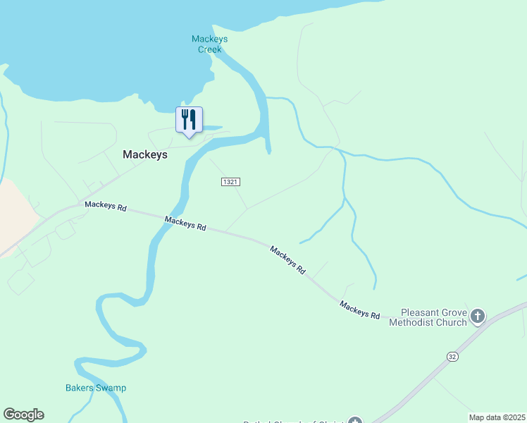 map of restaurants, bars, coffee shops, grocery stores, and more near 114 Mackeys Creek Road in Roper