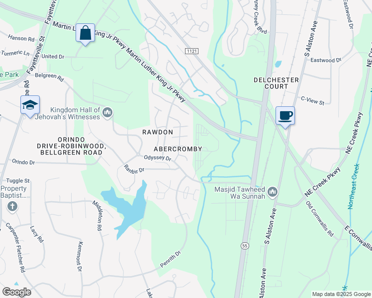 map of restaurants, bars, coffee shops, grocery stores, and more near 3726 Phillips Way East in Durham