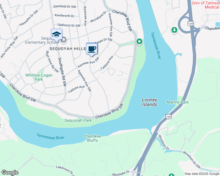 map of restaurants, bars, coffee shops, grocery stores, and more near 1538 Kenesaw Avenue in Knoxville