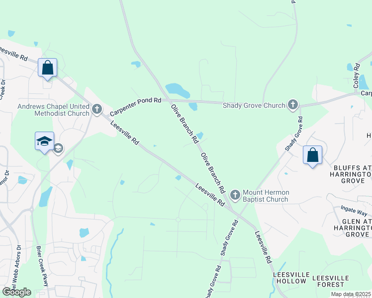 map of restaurants, bars, coffee shops, grocery stores, and more near 2670 Olive Branch Road in Durham