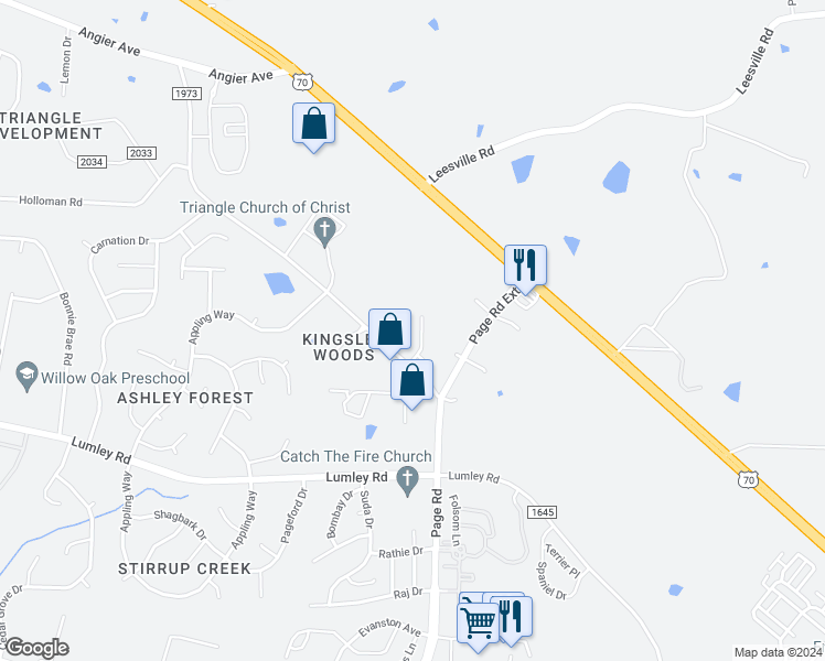 map of restaurants, bars, coffee shops, grocery stores, and more near 700 Foxridge Crescent in Durham
