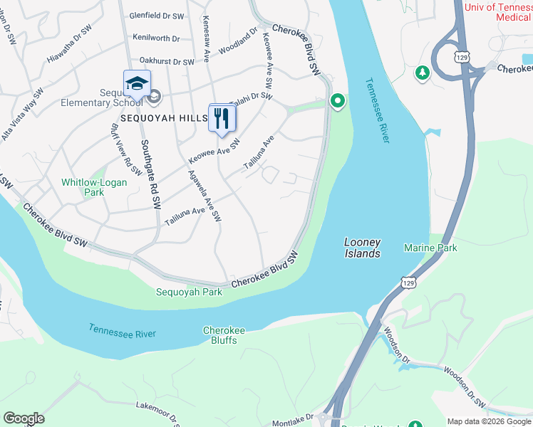 map of restaurants, bars, coffee shops, grocery stores, and more near 1538 Kenesaw Avenue in Knoxville